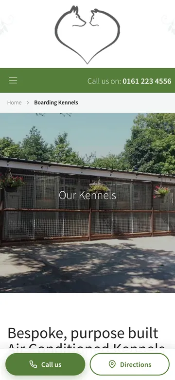 The kennels page on a phone